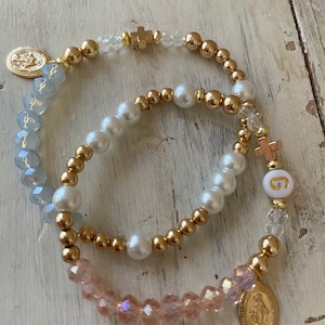 Decade Rosary Bracelet for women and kids/ 14 kt gold filled or silver/ Catholic jewelry/ First Holy communion gift/ confirmation gift