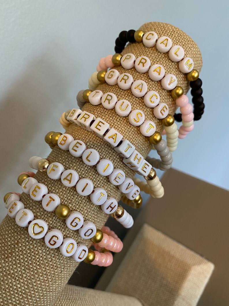 Word Bead Bracelet/ Inspiration Bracelet/ Encourage Bracelet/ Etsy