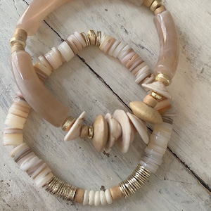 Beaded  bracelets with disc shell beads/coconut shell  beaded bracelet/womens jewelry/ bangle bracelet/BellaMare designs