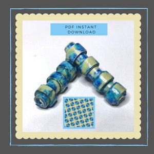 Paper Bead Template for bead rolling - Instant Downloads PDF - Blue Cream Toggle Beads