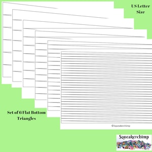 Modello per perline di carta - PDF scaricabile immediatamente - Set di 6 triangoli a fondo piatto con lettere USA per perline a cono e a goccia - da 0,5 cm a 3 cm