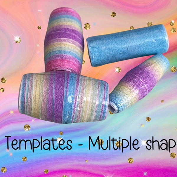 Paper Beading Template - Instant Download PDF - 10 Pastel Templates in 1  file - Make bicone, tube, barrel beads and more