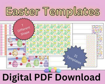 Osterei 21 Template Mega Bundle, Osterhase Bicone, Tube, Kegel, Fass, Papierperle Vorlage zum Perlenrollen - Instant Downloads PDF