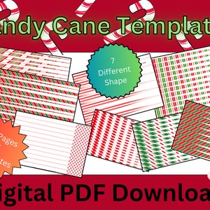 Candy Cane Paper Beading Template - Instant Download PDF - Christmas Festive Template with 40 pages of shapes and 7 designs - Paper Bead