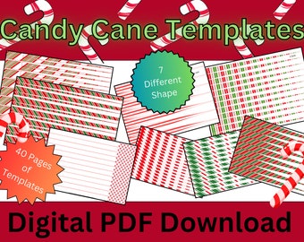Candy Cane Paper Beading Template - Sofortiger Download PDF - Weihnachtsfestliche Vorlage mit 40 Seiten mit Formen und 7 Designs - Paper Bead
