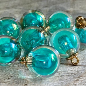 16mm Mini Bottles Beads Aqua Marine Turquoise Iridescent, Pendant Ornaments Jewelry Making Crafts, Bracelet, Necklace, Earring