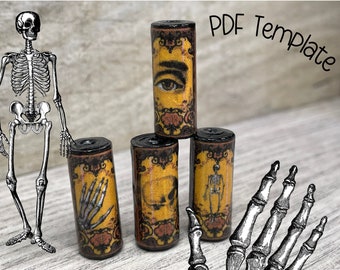 Tarot Halloween Papier Perle machen Vorlage, sofortige druckbare digitale Download, Papier Perle liefert PDF-Set 8 Gothic Schädel Skelett