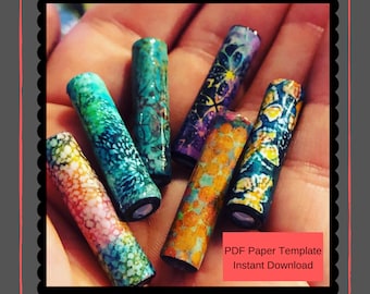 Paper Bead Template for bead rolling - Instant Downloads PDF -  Batik Fabric Tube Beads