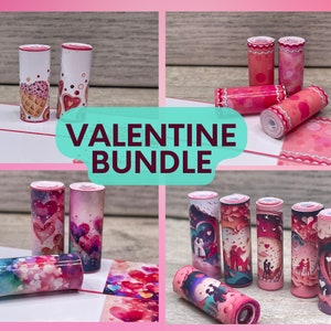 4 in 1 Valentine Love Paper Bead Making Template Bundle , Instant Printable Digital Download Templates, PDF Heart Wedding Tube Bride