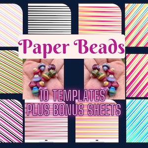 10 Paper Bead Template for bead rolling - Instant Downloads PDF -  1 sheet of each PLUS bonus sheets