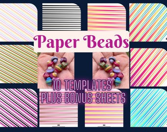 10 Papierperlen-Vorlagen zum Perlenrollen - Instant Downloads PDF - jeweils 1 Seite PLUS Bonusbogen