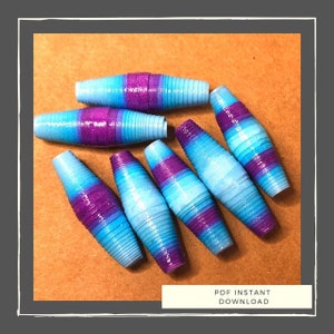 Papierperlen Vorlage zum Perlenrollen - Papierperlen zum basteln - Papierperlen zum ausdrucken, türkis und lila Bicone