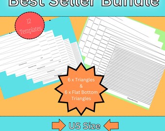 US Letter Triangle Bundle - PDF Instant Download Paper Bead Template - Dreieck und Flachboden-Dreieck 6 von jeder Größe - 2 Bestseller in 1