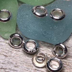 5mm Solid Sterling Silver Bead Cores, pair of cores, Sterling Grommets, 925 Silver Eyelet, Paper Cores, Grommets, Europeon Resin Lampwork