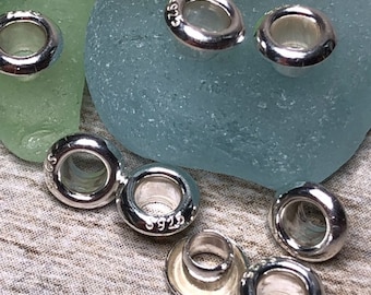 5mm Solid Sterling Silver Bead Cores, pair of cores, Sterling Grommets, 925 Silver Eyelet, Paper Cores, Grommets, Europeon Resin Lampwork