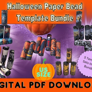 Halloween Bundle US Letter size - 5-in-1 - 5 of our Best Seller Spooky Paper Bead Templates - PDF Instant Download