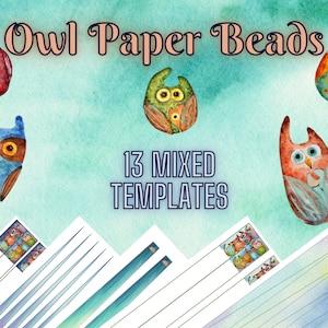Owl Paper Bead Template Mega Bundle, 13 different templates in 1,  Paper Bead Template for bead rolling - Instant Downloads PDF