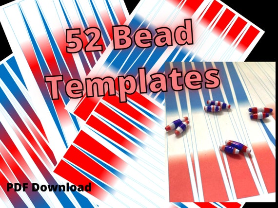 Red White & Blue Bead Template Mega Bundle, 52 bead template in 1 PLUS Bonus Template,  Paper Bead Template for bead rolling - Instant PDF