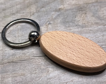 Wooden Oval keyring blank x 5 pcs,  Ideal for laser engraving, mandala dotting, painting, and pyrography, wood Key chain, resin vinyl