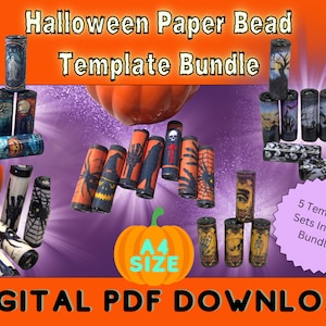 Halloween Bundle A4 size - 5-in-1 - 5 of our Best Seller Spooky Paper Bead Templates - PDF Instant Download