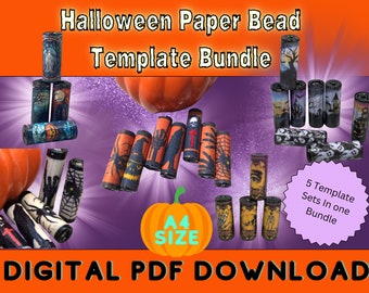 Halloween Bundle A4 Größe - 5-in-1 - 5 unserer Bestseller Gruselige Papier Perlen Vorlagen - PDF Sofort Download