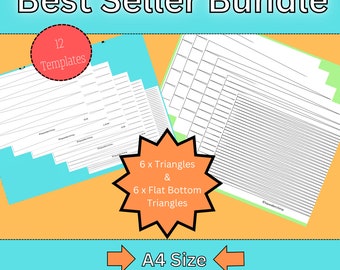 A4 Triangle Bundle - PDF Instant Download Papier Bead Template - Dreieck und Flachboden-Dreieck 6 von jeder Größe - 2 Bestseller in 1