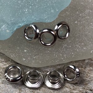 3.5mm Rhodium Plated Bead Cores, Rhodium Grommets Eyelet, 925 Sterling Silver base, Paper Bead End Caps, Grommets, European Resin