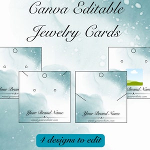 Elegant Jewelry Card Display Cards, Canva Editable Template, Customisable Earring Backing, Printable Necklace Cards, Personalised Packaging