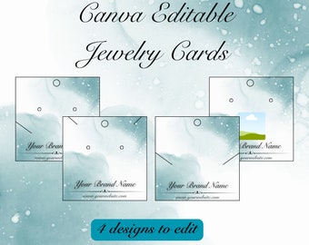Elegant Jewelry Card Display Cards, Canva Editable Template, Customisable Earring Backing, Printable Necklace Cards, Personalised Packaging