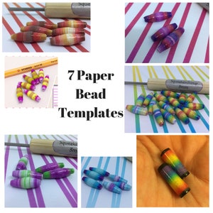 Modelli per la creazione di perline di carta, modelli digitali stampabili e scaricabili immediatamente, set di 7 PDF di forniture per perline di carta