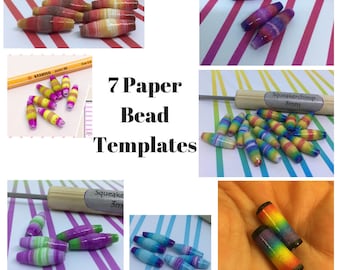 Paper Bead Making Template, Instant Printable Digital Download Templates, Paper Bead Supplies PDF Set of 7