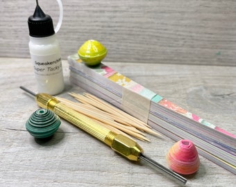 Paper Bead Making Kit - Complete with Paper Bead Tool with 2 size Rollers, Glue, 105 strips - Make your own beads and create unique jewelry