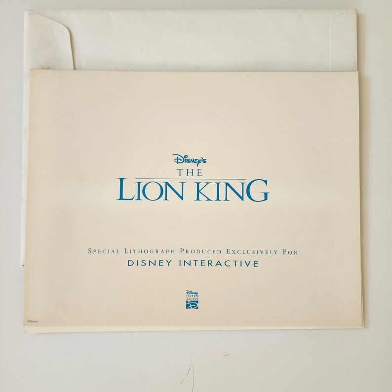 Lion King Litho 1995 Disneys the Lion King, Disney Interactive, Mufasa ...