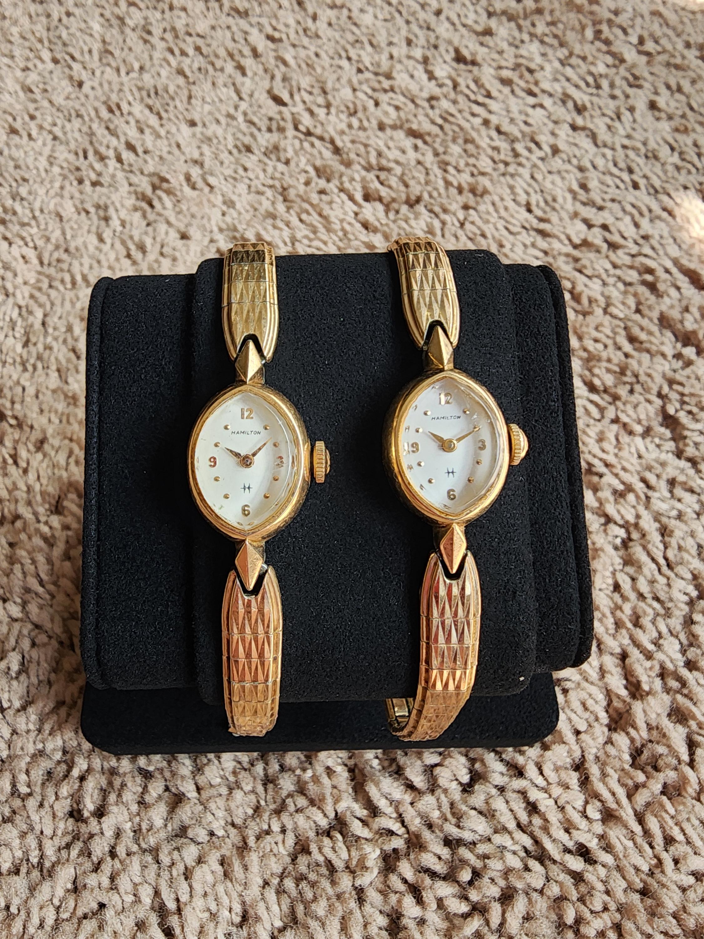 1960 Vintage Hamilton Women's 10k Gold RGP Mechanical Wrist Watches ...