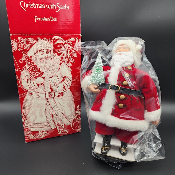 Avon Christmas With Santa, Porcelain Doll, St Nick, Vintage Avon 