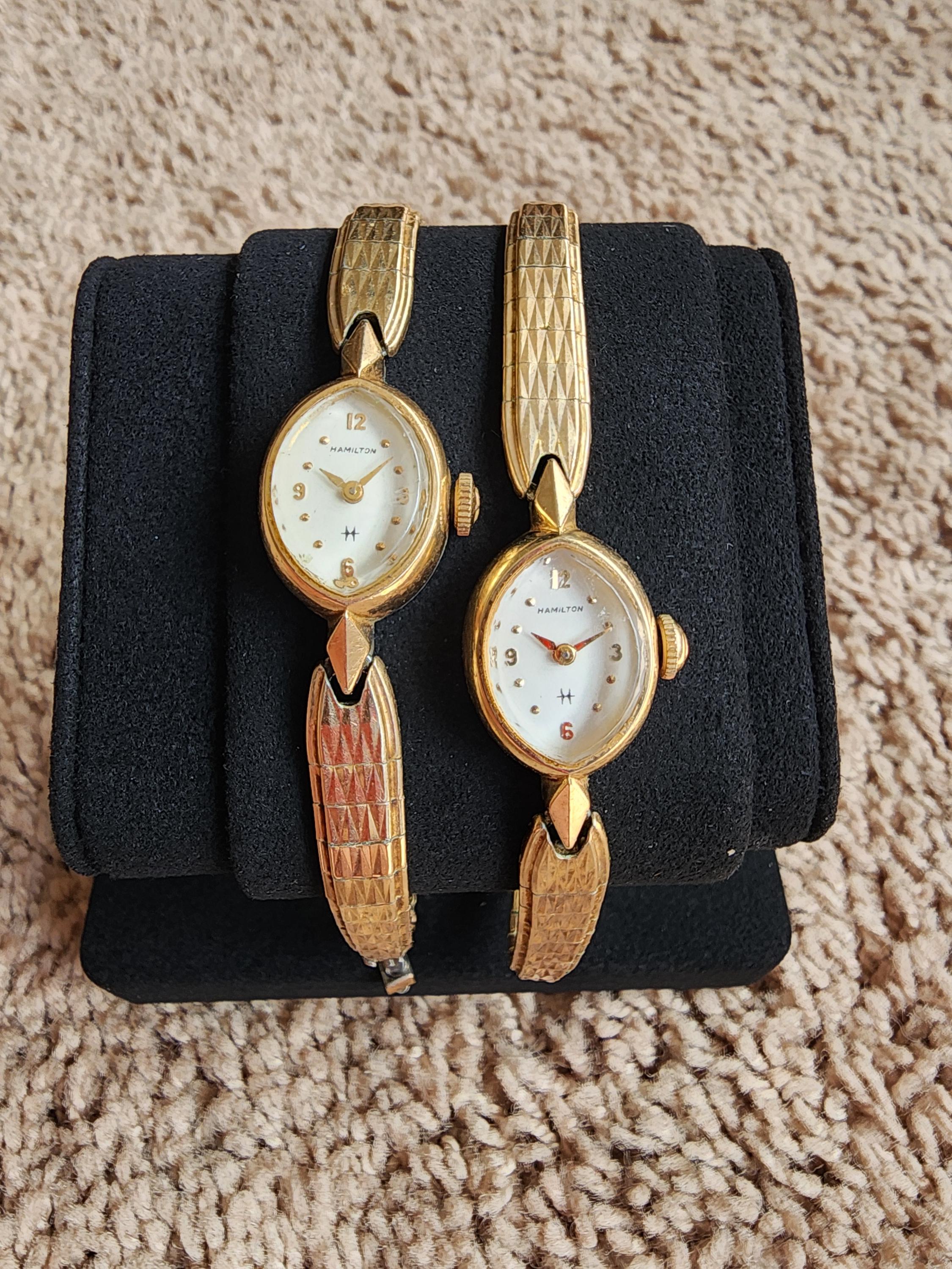 1960 Vintage Hamilton Women's 10k Gold RGP Mechanical Wrist Watches ...
