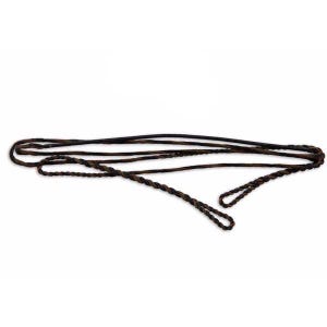 May include: A long, thin cord featuring a twisted texture with a blend of dark brown and black fibers. The cord is arranged in a loose, elongated loop formation, showcasing its flexible structure and the consistent, tightly wound pattern throughout.