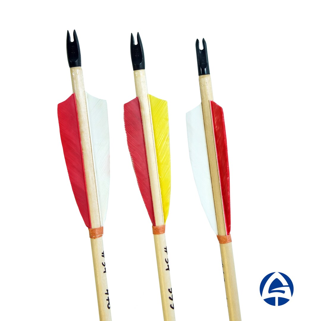 Wooden Archery Arrows  Darts - 6/12pcs 31 8mm Arrows 5'' Feather