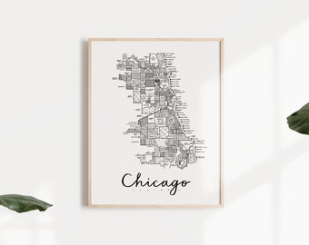 Chicago Neighborhood Map Print