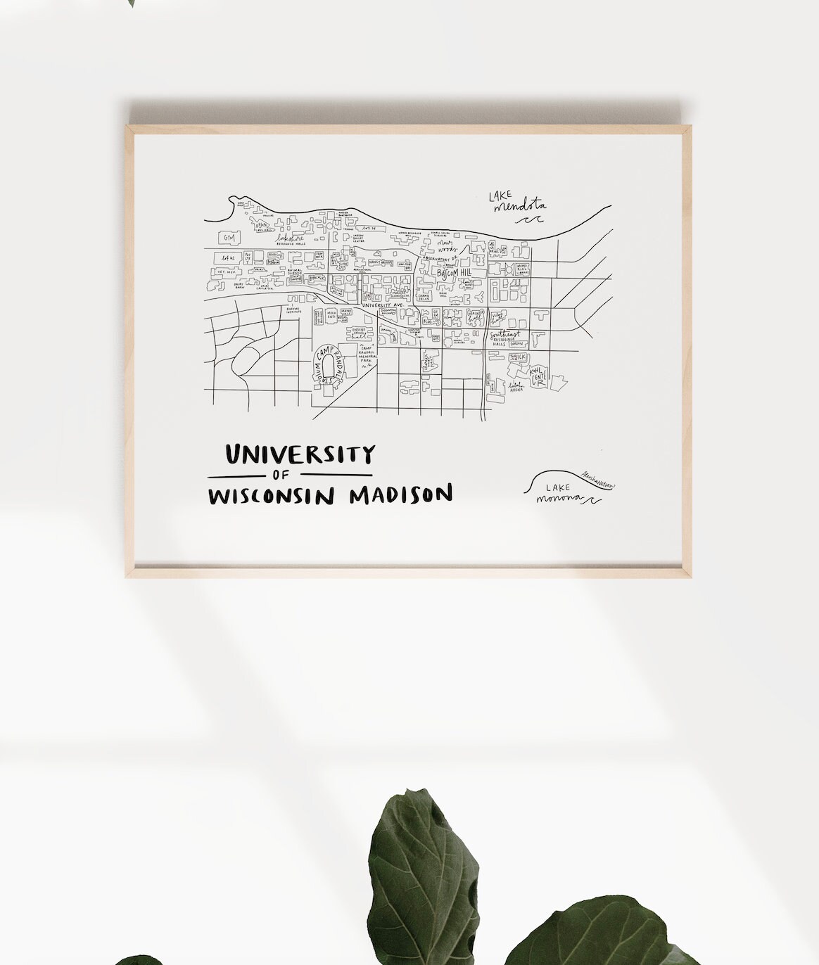 University of Wisconsin Madison Campus Map Print - Etsy