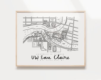 University of Wisconsin-Eau Claire (UW Eau Claire) Campus Map Print
