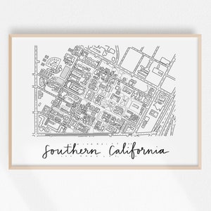 USC (University of Southern California) Campus Map Print