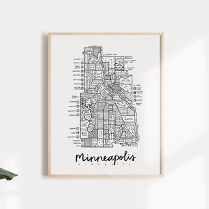 Minneapolis, Minnesota Neighborhood Map Print
