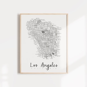 Los Angeles, California Neighborhood Map Print