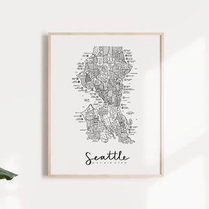 Seattle, Washington Neighborhood Map Print
