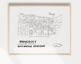 University of Wisconsin Madison Campus Map Print