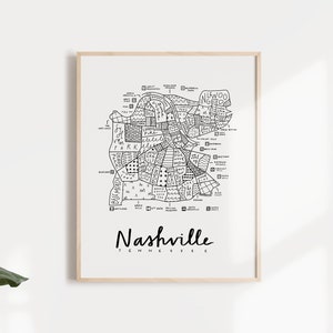 Nashville, Tennessee Neighborhood Map Print