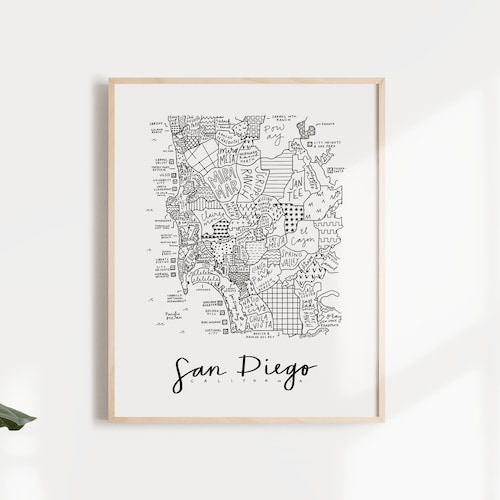 San Diego Illustration Art Print Minimal Home Decor Wall Art Etsy