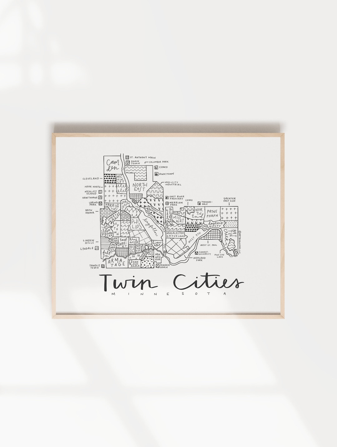 Twin Cities Neighborhood Map Print (minneapolis + Saint Paul) - Etsy