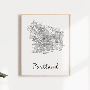 Portland, Oregon Neighborhood Map Print